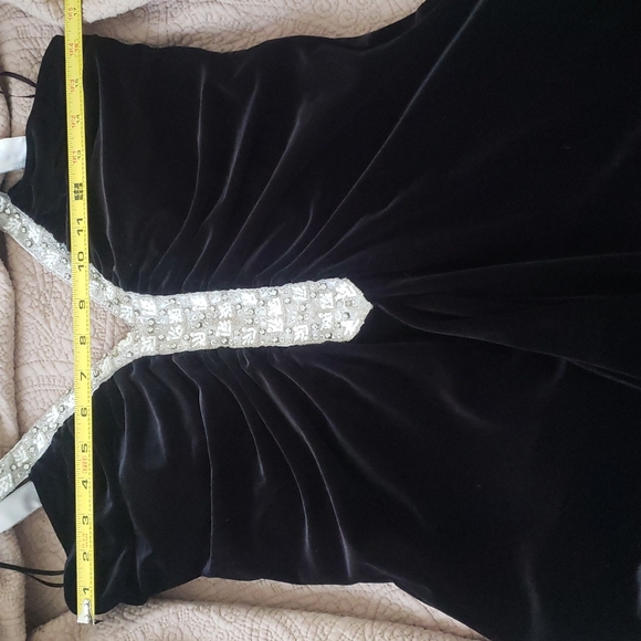 Black Velvet gown with White beaded straps - Picture 8 of 8